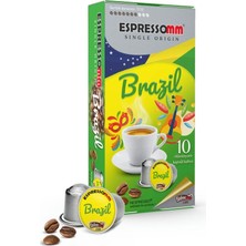 ESPRESSOMM Espressomm® Single Origin Brazil Alüminyum Kapsül Kahve Nespresso® Uyumlu Espresso 10 Adet