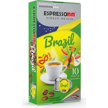 ESPRESSOMM Espressomm® Single Origin Brazil Alüminyum Kapsül Kahve Nespresso® Uyumlu Espresso 10 Adet