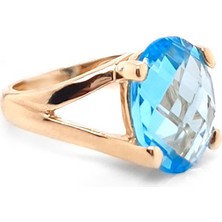Engingold 14K Altın Mavi Topaz Taşlı Yüzük