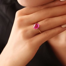 Engingold 14K Pembe Topaz Taşlı Altın Yüzük
