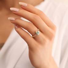 Engingold 14K Altın Yeşil Turmalin Taşlı Yüzük