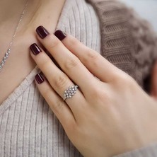 Engingold 14K Beyaz Altın Taşlı Yüzük