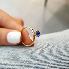 Engingold 14K Altın London Blue Topaz Taşlı Yüzük