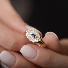 Engingold 14K Altın Renkli Taşlı Göz Yüzük