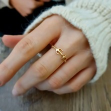 Engingold 14K Altın Kalbinde Demirli Çapa Yüzük