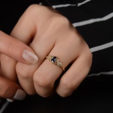 Engingold 14K Altın Renkli Taşlı Minimal Motif Yüzük