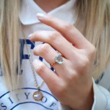 Engingold 14K Altın Mavi Topaz Taşlı Yüzük