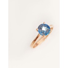 Engingold 14K Altın Mavi Topaz Taşlı Yüzük