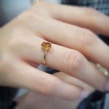 Engingold 14 Ayar Altın Sitrin Taşlı Yüzük