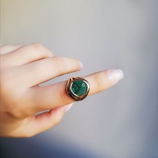 Engingold 14K Altın Yeşil Topaz Taşlı Yüzük