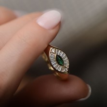 Engingold 14K Altın Renkli Taşlı Göz Yüzük