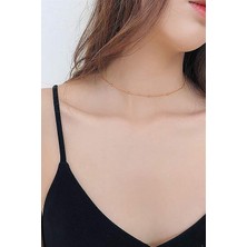 Encili Silver Kadın Gümüş Top Top Zincir Rose Kaplama Toplu Kolye 1.2mm Mücevher