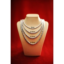 Encili Silver 925 Ayar Gümüş  60 cm Kral Zincir Yuvarlak Model Kolye