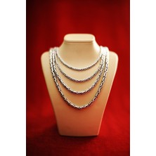 Encili Silver 925 Ayar Gümüş  60 cm Kral Zincir Yuvarlak Model Kolye