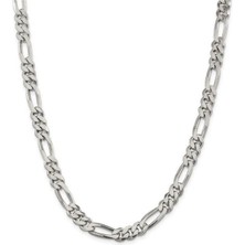 Encili Silver 925 Ayar Gümüş Erkek Figaro Zincir Kolye 55 cm