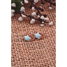 Encili Silver 925 Ayar Gümüş Turkuaz Yıldız Model Çocuk J Küpe