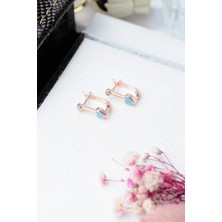 Encili Silver 925 Ayar Gümüş Taşlı Turkuaz Kalp Model Gümüş Renk Çocuk J Küpe