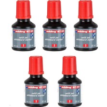 Edding BT30 Yazı Tahtası Kalemi Mürekkebi 30 ml 5 Li Set Kırmızı
