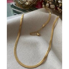 Ecem Bujiteri Çelik Altın Kaplama Italyan Zincir Kolye