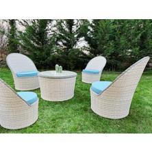 Monalin Home Garden Relax 4 Kişilik Rattan El Örgüsü Ekstra Lüks Masa Sandalye Takımı Minderli Camlı Masalı Oturma Grubu