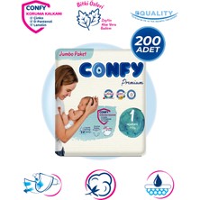 Confy Premium 1 Numara Bebek Bezi Yenidoğan 2 - 5 Kg 200 Adet