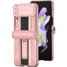 Cool-M Samsung Galaxy Z Flip4 Için Gkk 5g Manyetik Menteşe Koruması Gizli Kickstand Case Hard Pc Önce Çizelge Anti-Çizelge Şok Geçirmez Kapak Temperli Cam Küçük Ekran Film (Yurt Dışından)