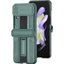 Cool-M Samsung Galaxy Z Flip4 Için Gkk 5g Manyetik Menteşe Koruması Gizli Kickstand Case Hard Pc Önce Çizelge Anti-Çizelge Şok Geçirmez Kapak Temperli Cam Küçük Ekran Film (Yurt Dışından)