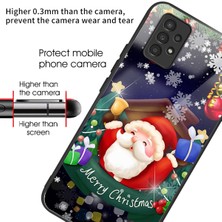 Cool-M Samsung Galaxy A13 Için 4g Tpu Çerçeve Temperli Cam Arka Kapak Noel Desen Baskı Anti-Drop Telefon Kılıfı (Yurt Dışından)