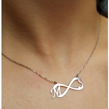 Nida Jewelry 925 Ayar Gümüş Sonsuzluk Çift Harf Kolye