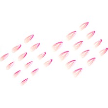 TipsArt Pembe Parıltılı Desenli 24’lü Takma Tırnak Seti & Zararsız Yapıştırıcı