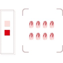 Tips Art Kalpli Kırmızı Alev Desenli 24’lü Takma Tırnak Seti & Zararsız Yapıştırıcı
