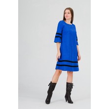 Narina Düz Pazen'den Kedine Özgün Eteği Şeritli Kışlık Elbise10