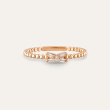 Engingold Baget Taşlı Rose Altın Pırlanta Yüzük