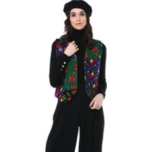 Narina Divitin Pazen'den Patchwork Kırkyama Kısa  Kışlık Yelek