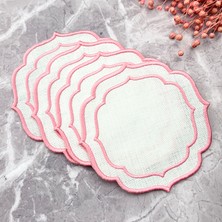 Weare2 Pembe Renkli Çift Sargı Nakışlı 4'lü Kokteyl Peçetesi