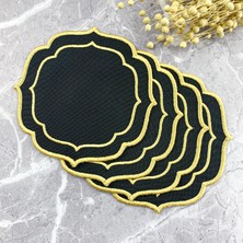 Weare2 Siyah Renkli Gold Çift Sargı Nakışlı 4'lü Kokteyl Peçetesi