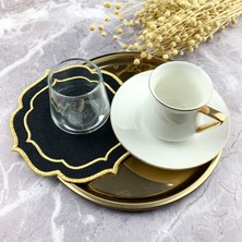 Weare2 Siyah Renkli Gold Çift Sargı Nakışlı 4'lü Kokteyl Peçetesi