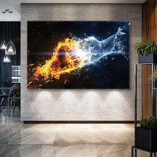 SML Tablo Birleşen Yumruk Ateş ve Su Zıtlık Kanvas Tablo