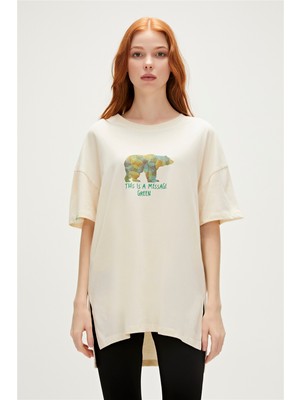 Bad Bear Re-Finger Recycle Marshmallow Beyaz T-Shirt Baskılı Kadın Tişört10