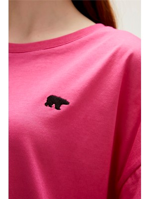 Bad Bear Aliana Oversize T-Shirt Fuşya Pembe Basic Kadın Tişört10