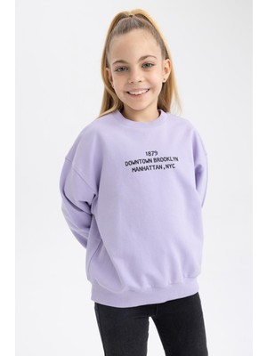 DeFacto Kız Çocuk Relax Fit Bisiklet Yaka Sweatshirt Z4188A623SP