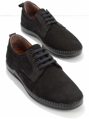 Bambi Siyah Nubuk Leather Erkek Casual Ayakkabı E01733701601