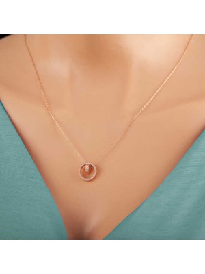 Gumush Gümüş Rose Iç Içe Geçmiş Halka Kadın Kolye