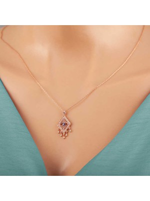 Gumush Gümüş Rose Nazarlı Göz Kolye