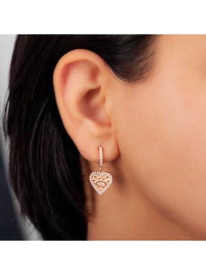 Gumush Gümüş Rose Kalp Sallantılı Kadın Küpe