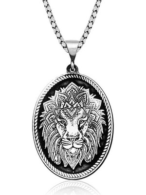 Gumush ​gümüş Aslan Kafası Motifli Kolye