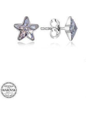 Gumush Swarovski Crystal Taşlı Gümüş Yıldız Çivili Kadın Küpe