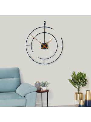 Aga Konsept Gama Time 60 cm Siyah Dekoratif Metal Duvar Saati