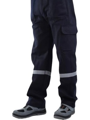 Lacivert İş Elbiseleri 7/7 Gabardin Kışlık Iş Pantolonu Komando Cepli Reflektörlü