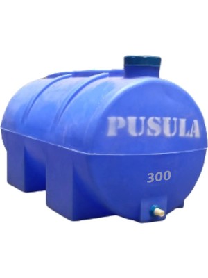 Pusula Su Depoları Polietilen 300 Lt Mavi Yatay Su Deposu / Vanalı